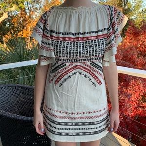 ZARA Embroidered Summer Dress with Ruffle Sleeves